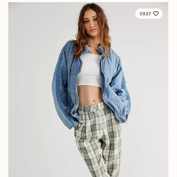 Free People Dolman Quilted Denim Jacket Cali Indigo - Picture 6 of 11